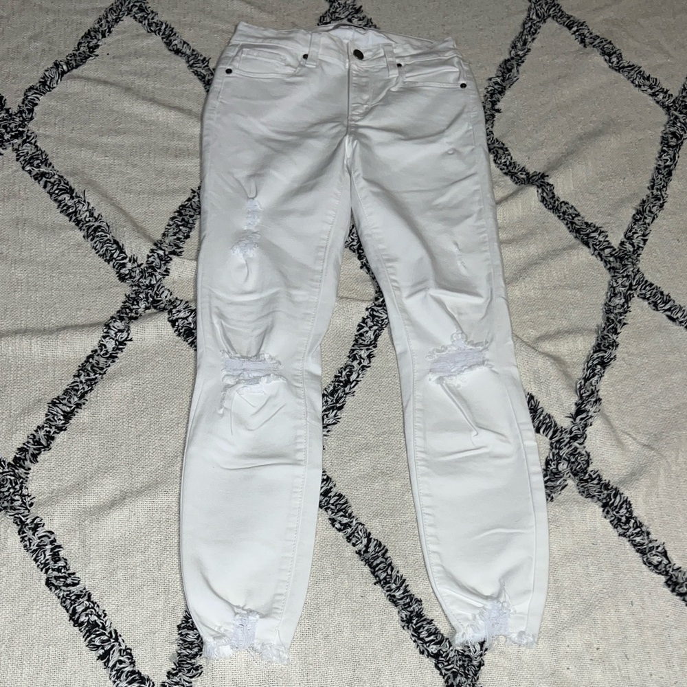 Just Black Denim White Distressed Skinny Jeans Size 27